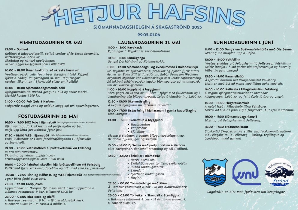 Hetjur hafsins - dagskrá