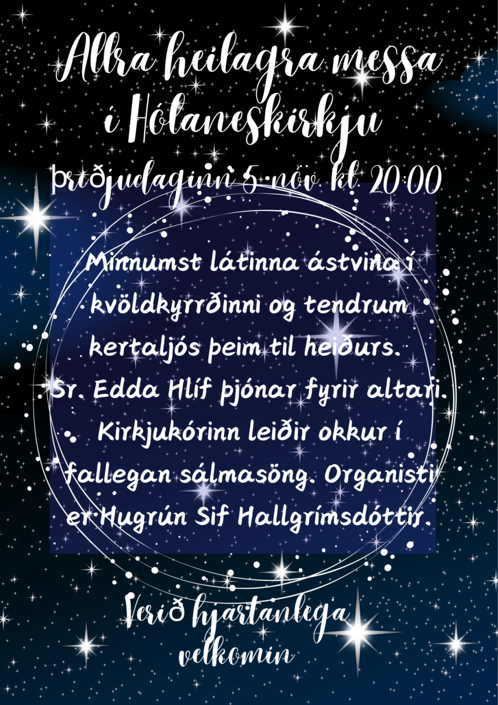 Allra heilagra messa í Hólaneskirkju á morgun klukkan 20:00