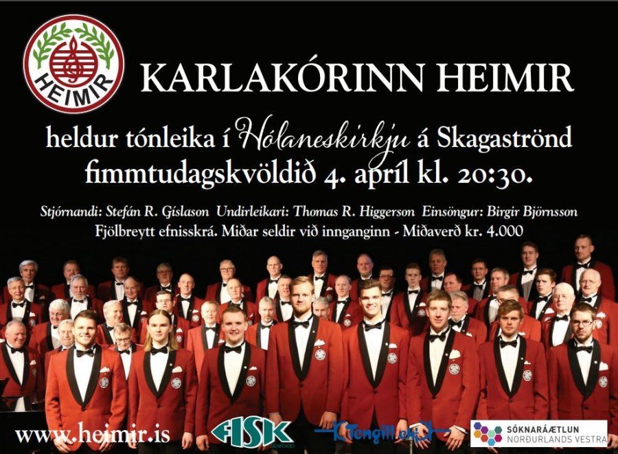 Karlakórinn Heimir heldur tónleika í Hólaneskirkju