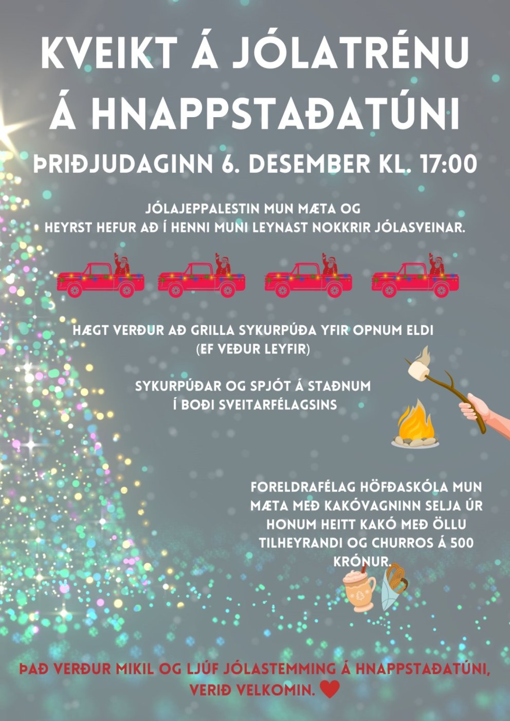 Kveikt á jólatrénu á Hnappstaðatúni