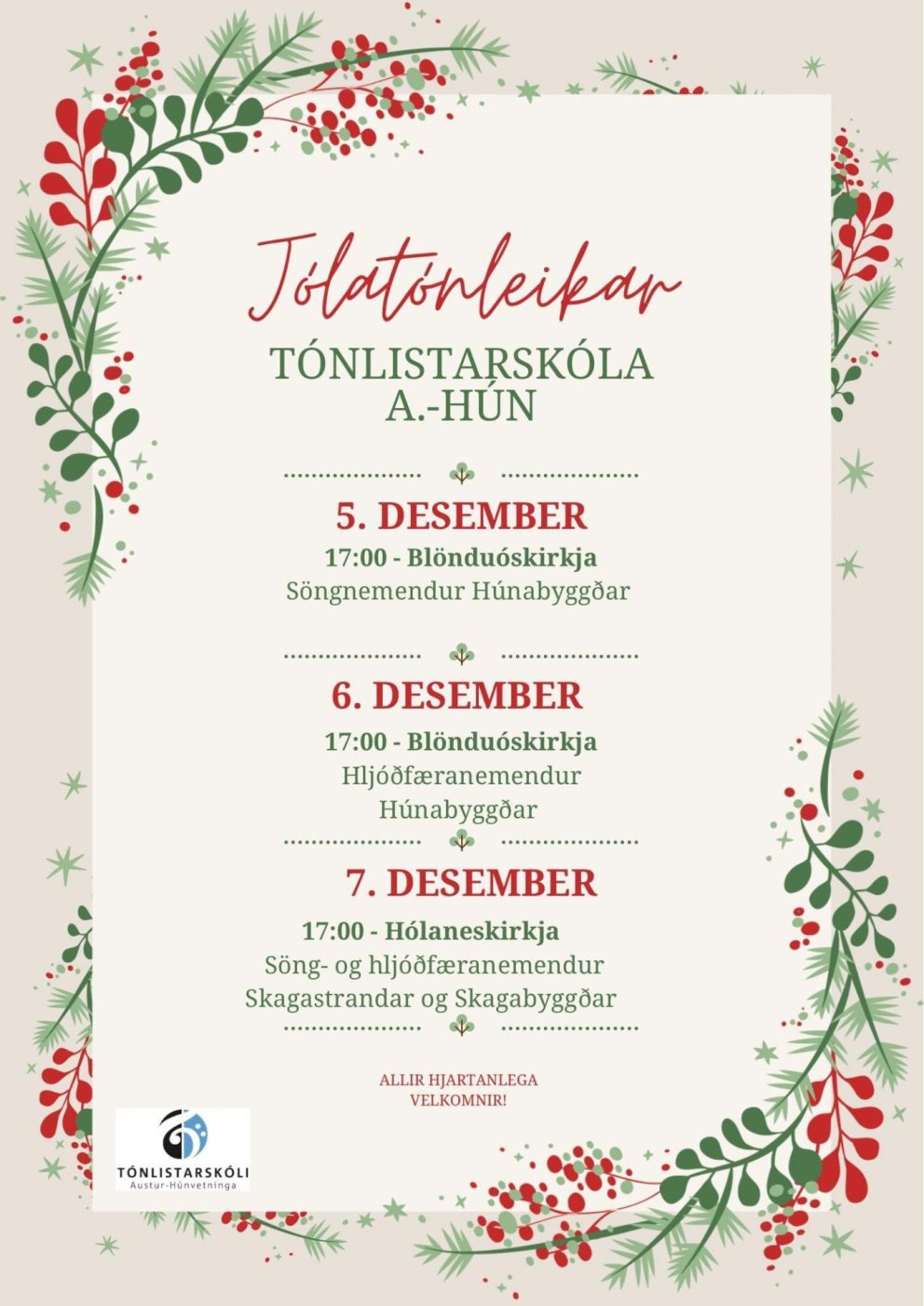 Jólatónleikar Tónlistarskóla A-Hún