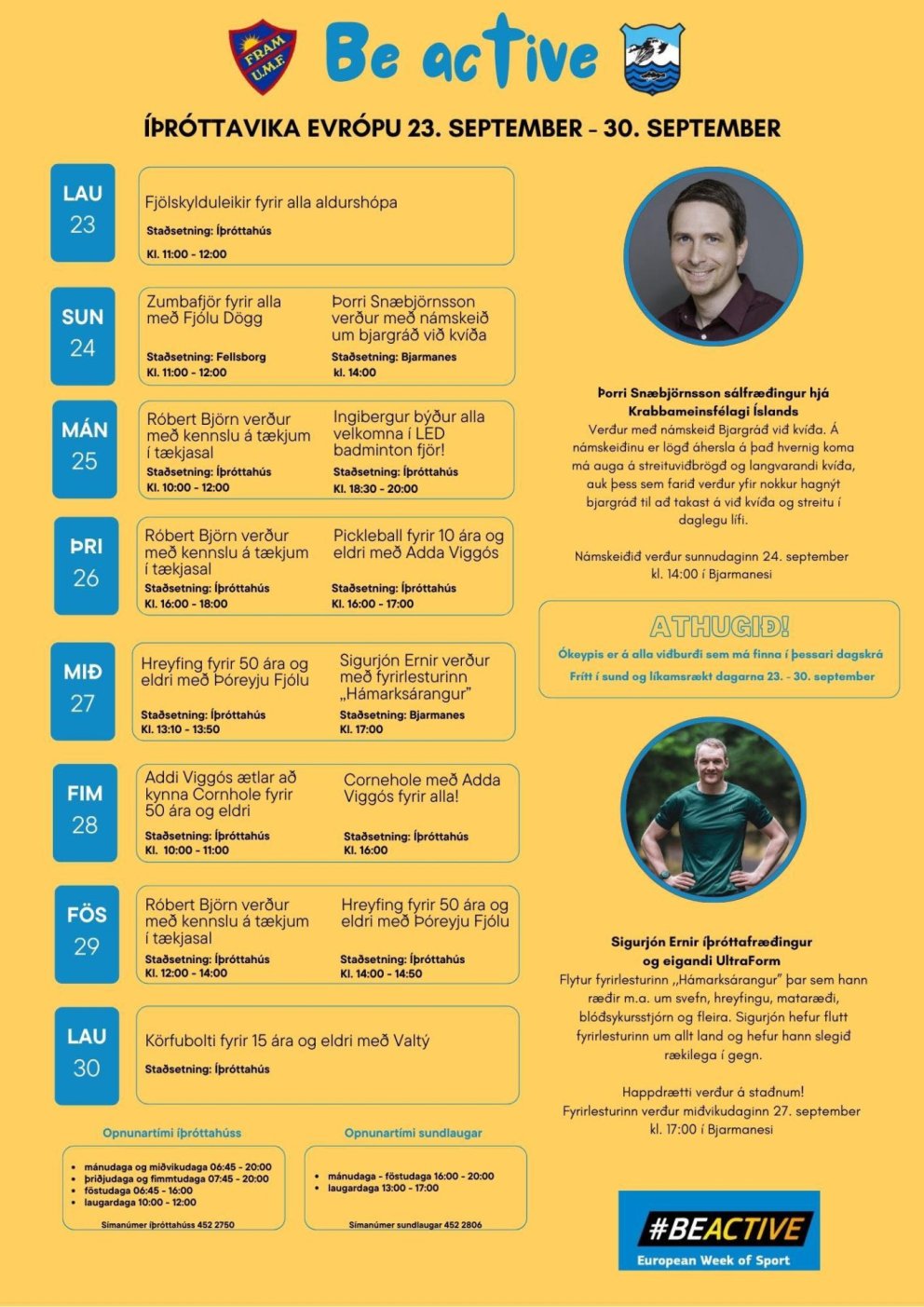 Be active - Íþróttavika Evrópu dagskrá