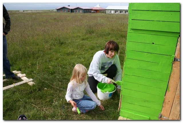 Kofasmíðin gengur vel hjá krökkunum