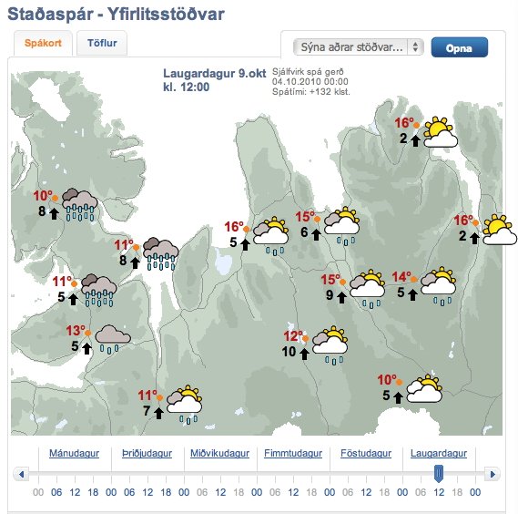 Verður 16 gráðu hiti á laugardaginn?
