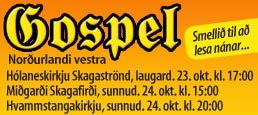 Gospel tónleikar á laugardaginn