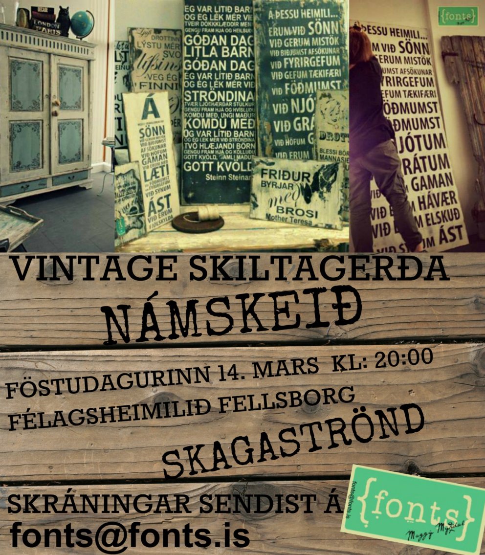 Stensla og skiltagerðanámskeið í Fellsborg