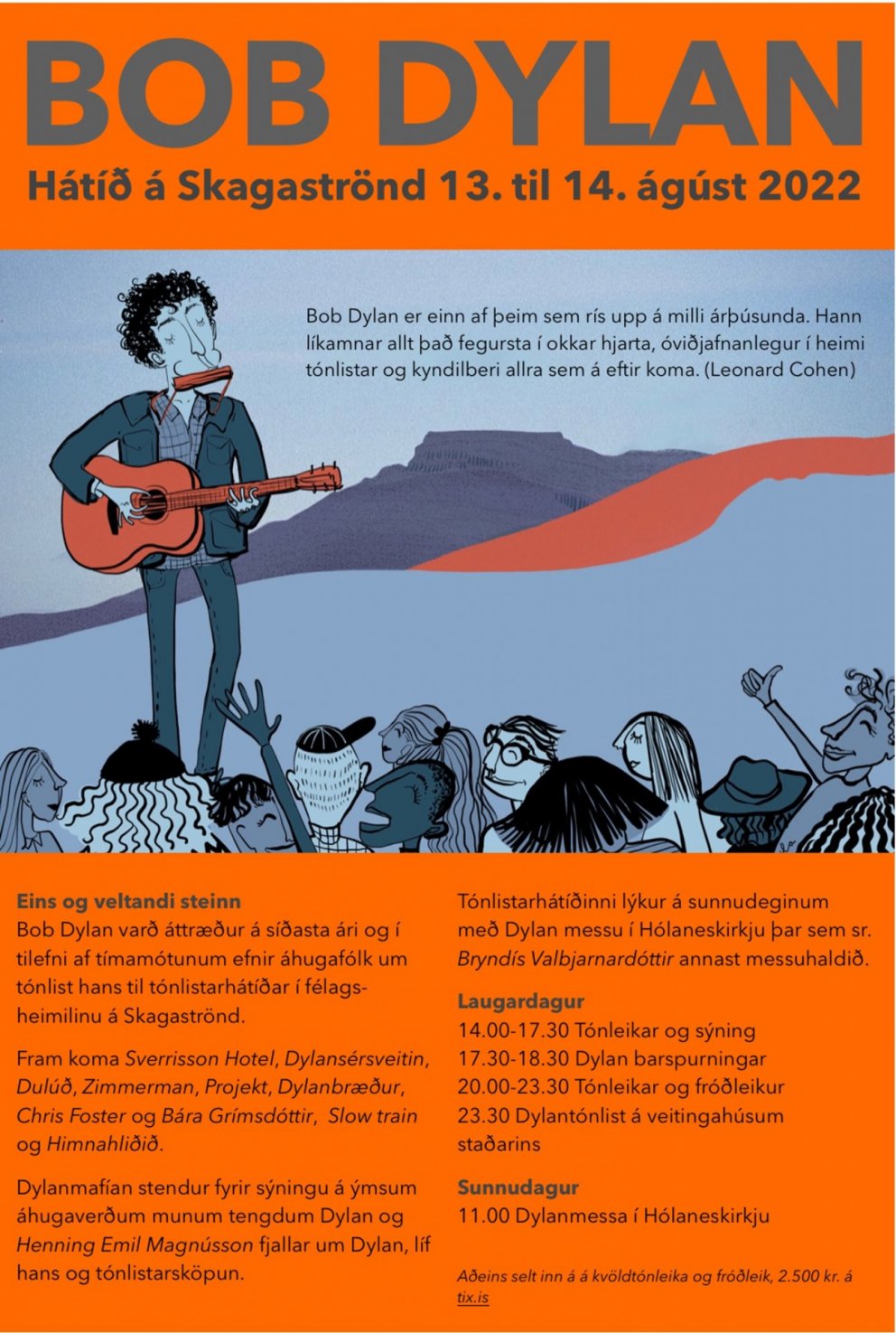 Bob Dylan hátíð á Skagaströnd 13.-14. ágúst