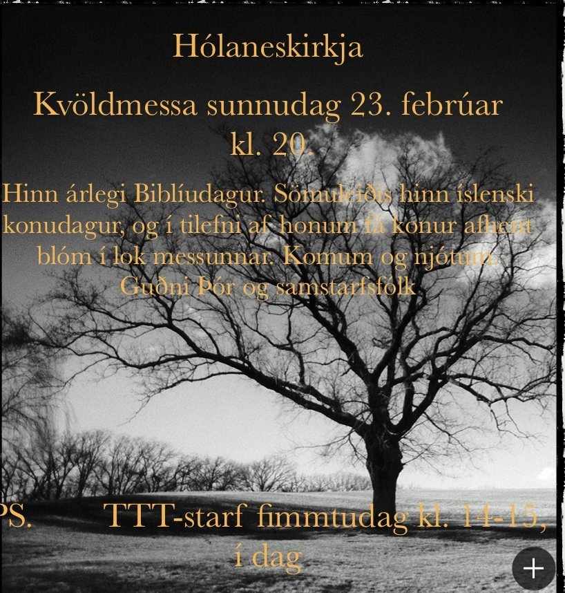 Hólaneskirkja - kvöldmessa sunnudag 23. febrúar kl. 20