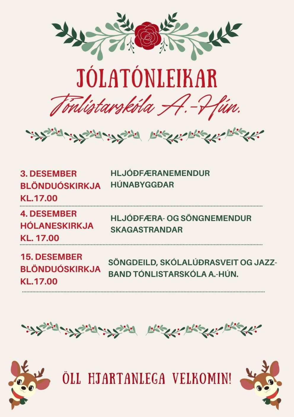 Jólatónleikar Tónlistarskóla A-Hún