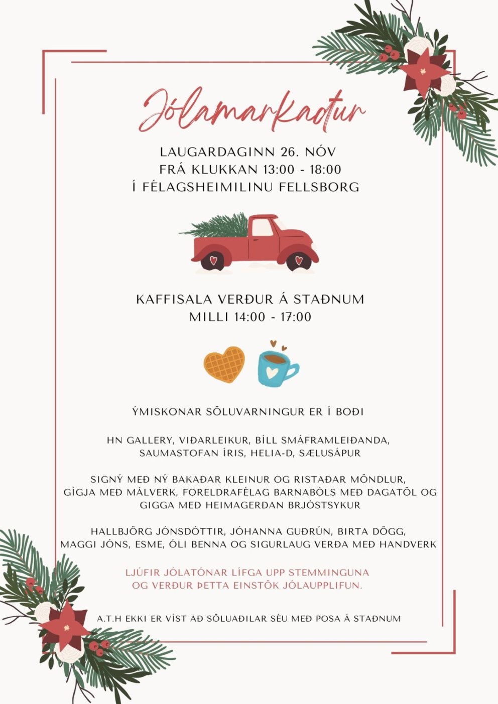 Jólamarkaður í Fellsborg 26. nóvember