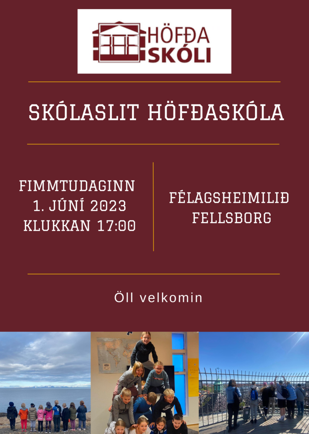 Skólaslit Höfðaskóla fimmtudaginn 1. júní