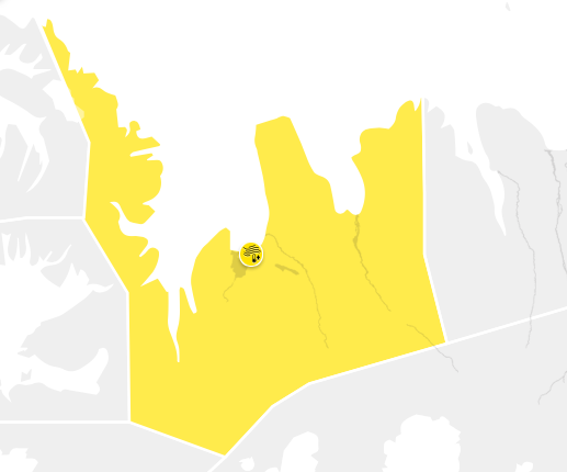 Asahláka í kortunum - gul veðurviðvörun