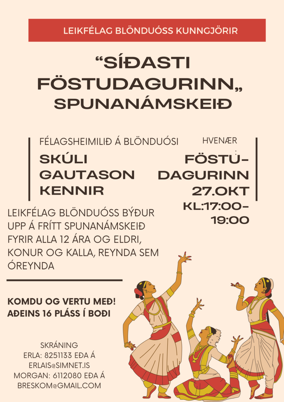 Spunanámskeið hjá Leikfélagi Blönduós