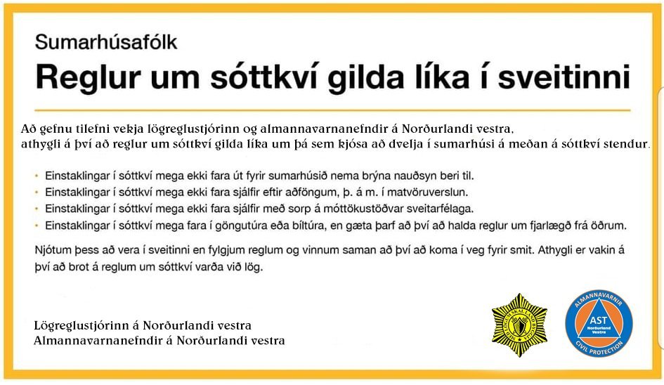 Reglur um sóttkví gilda líka í sveitinni