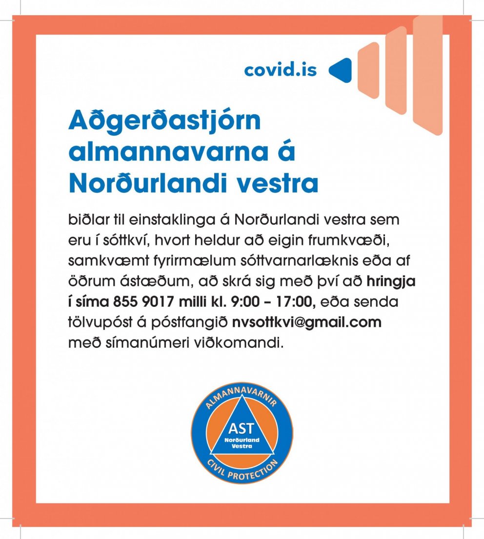 Aðgerðastjórn almannavarna á Norðurlandi vestra - skráning á sóttkví