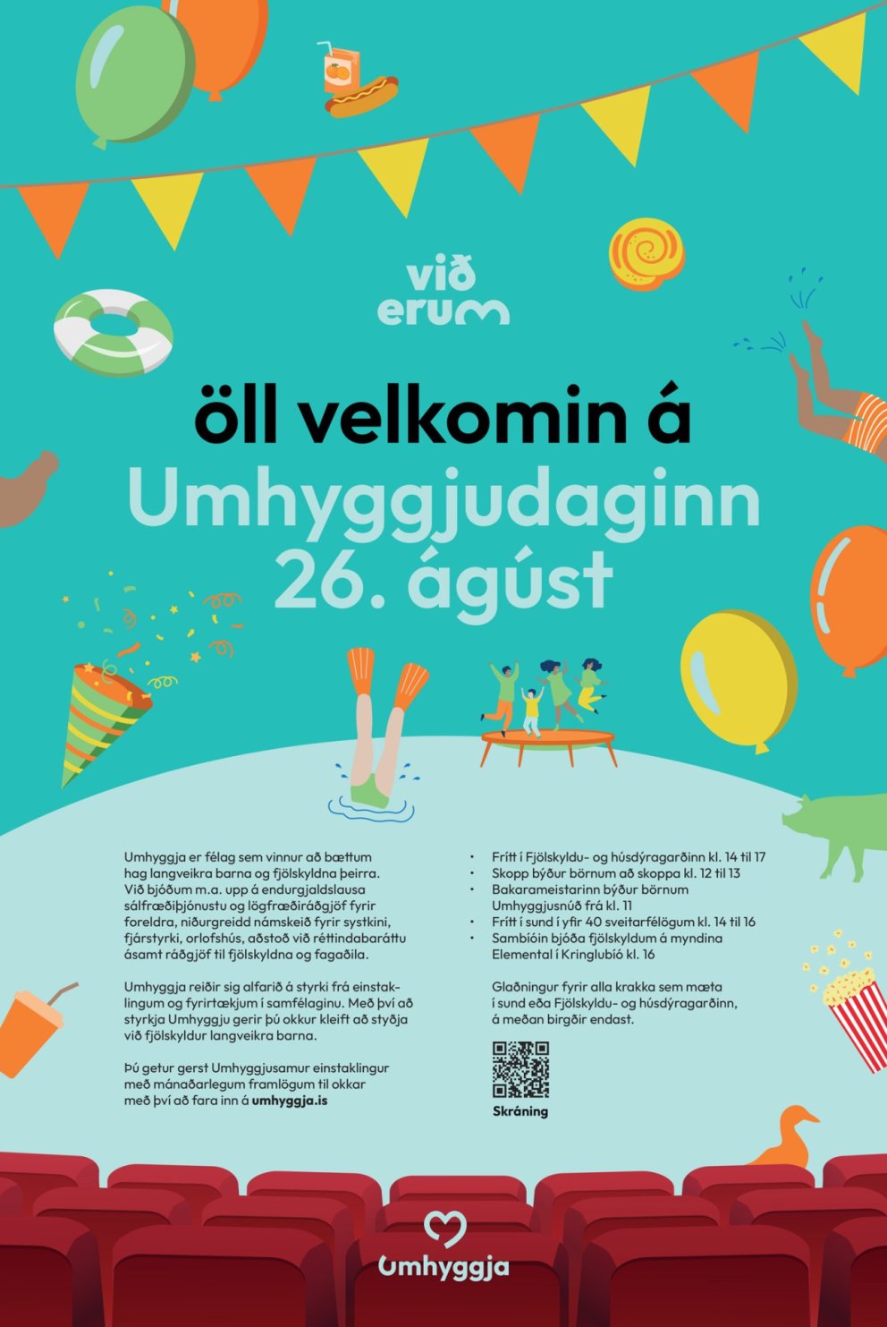 Umhyggjudagurinn laugardaginn 26. ágúst. Frítt í sund og börnin fá glaðning frá Umhyggju meðan byigð…