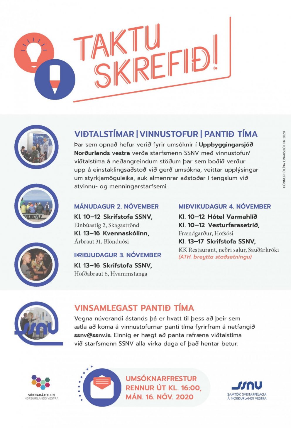 VIÐTALSTÍMAR |VINNUSTOFUR | PANTIÐ TÍMA