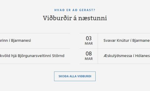 Viðburðardagatal á heimasíðu