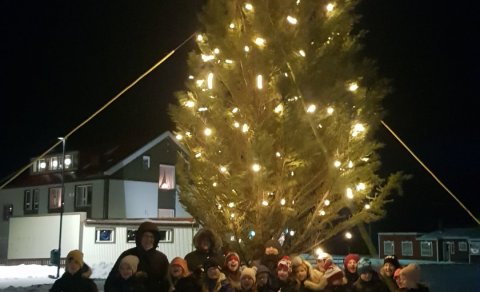 Ljósin tendruð á jólatré á Hnappstaðatúni