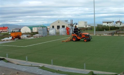 Sparkvöllur að komast á lokastig.