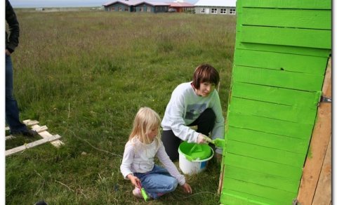 Kofasmíðin gengur vel hjá krökkunum