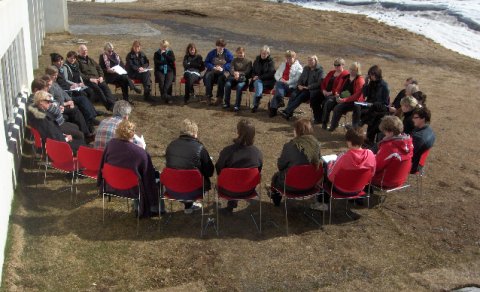 Kennarar á námskeiði um ritlist