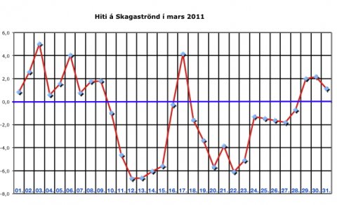 Frostrósir blómstruðu á Skagaströnd allan mars