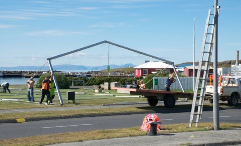 Skagaströnd skreyttur fyrir Kántrýdaga