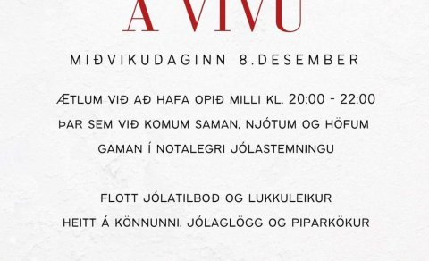 Jólakvöld á VIVU miðvikudaginn 8. desember